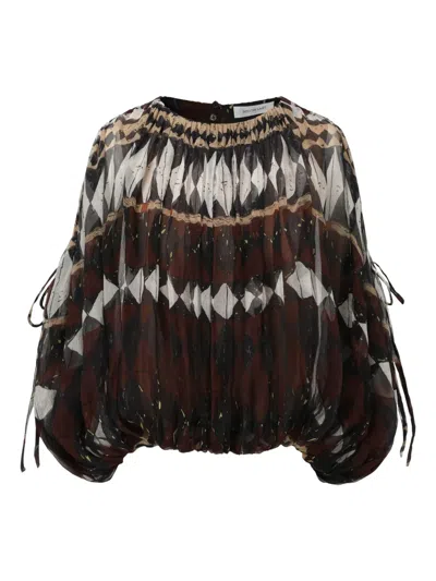 GEOMETRIC-PRINT BLOUSE