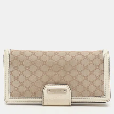 Pre-owned Celine Brown/cream Macadam Canvas Triomphe Vintage French Wallet