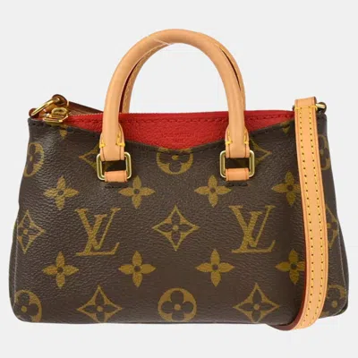 Pre-owned Louis Vuitton Monogram Nano Pallas Handbag In Brown