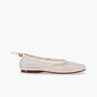 Alohas Gill Mesh Leather Ballet Flats In White