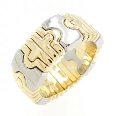 Pre-owned Bvlgari Stainless Steel Band Ring () In Yellow