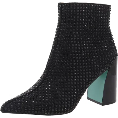 Betsey Johnson Colbey Womens Embellished Textured Booties In Black