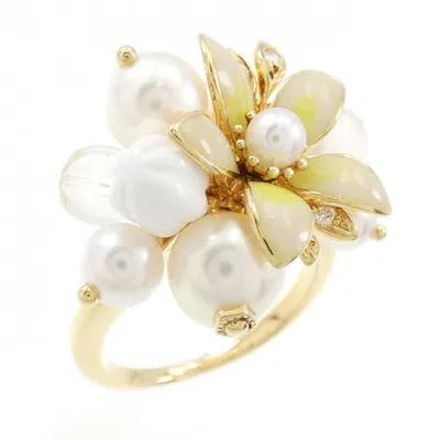 Pre-owned Mikimoto Yellow Gold (18k) Band Ring () In Multi