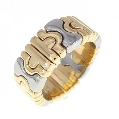 Pre-owned Bvlgari Stainless Steel Band Ring () In Yellow