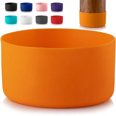 Zulay Kitchen Protective Silicone Boot For 3.5" Diameter Water Bottles - Anti-slip Water Bottle Bumper Sleeve Cove In Orange