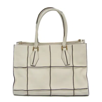 Pre-owned Tod's D-cube Leather Tote Bag () In White
