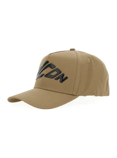 Dsquared2 'gabardine' Brown Baseball Cap With Maxi Logo Lettering On The Front In Cotton Man In Brown