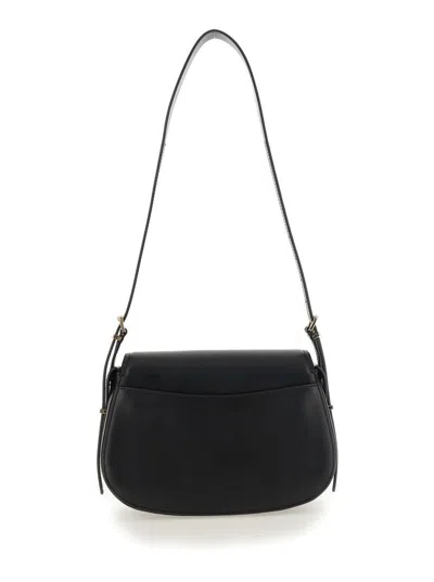 Michael Kors Black Shoulder Bag With Adjustable Shoulder Strap And Logo Lettering On The Front In Leather Woman In Black