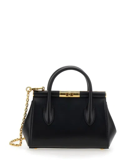 Dolce & Gabbana Structured Black Calfskin Shoulder Bag In Black
