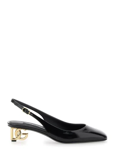 Dolce & Gabbana Black Décolleté With Dg Logo On The Heel In Black
