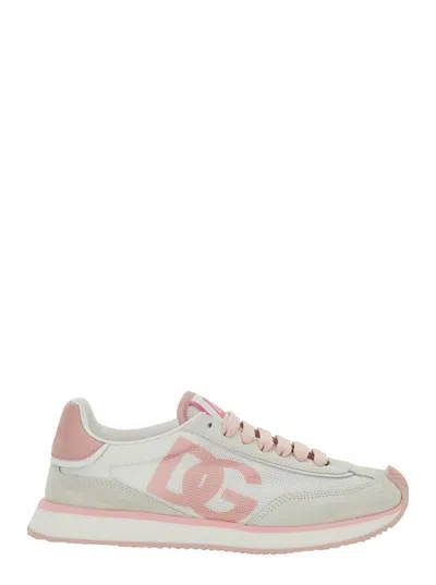 Dolce & Gabbana Canvas And Suede Sneakers In Pink