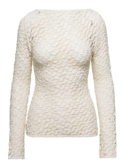 Rohe Beige Sweater With Boat Neckline In Cotton Blend Woman In White