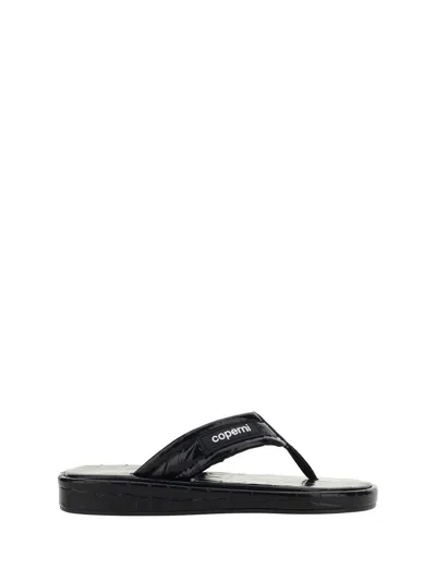 Coperni Black Quilted Flip Flops In Black