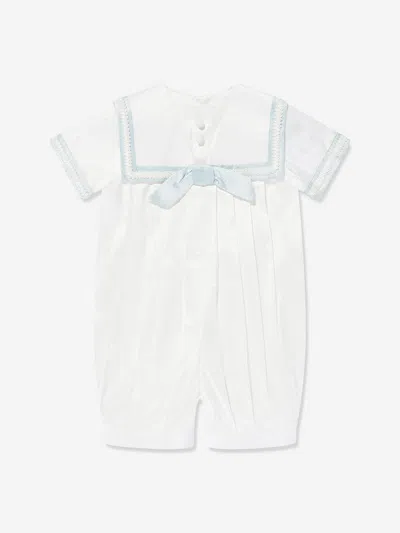Sarah Louise Baby Boys Silk Romper And Hat In Ivory