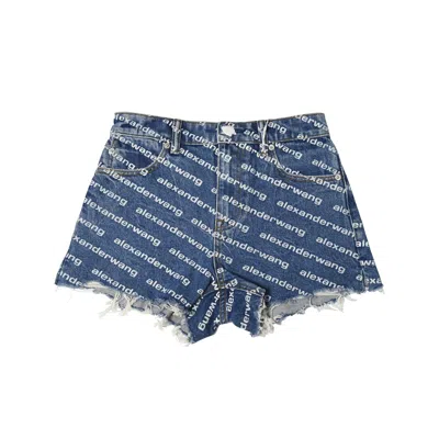 Alexander Wang Bite Logo Cotton Denim Shorts In 25