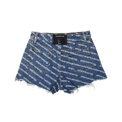Alexander Wang Bite Logo Cotton Denim Shorts In 25