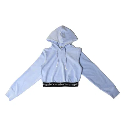 Alexander Wang Logo Waitband Cropped Hoodie Blue In S