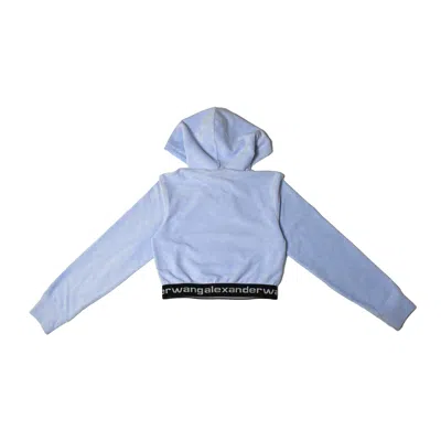 Alexander Wang Logo Waitband Cropped Hoodie Blue In S