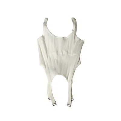 Dion Lee Combat Grosgrain Trimmed Ribbed Stretch Jersey Tank Ivory In Xs