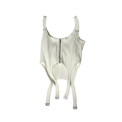 Dion Lee Combat Grosgrain Trimmed Ribbed Stretch Jersey Tank Ivory In Xs