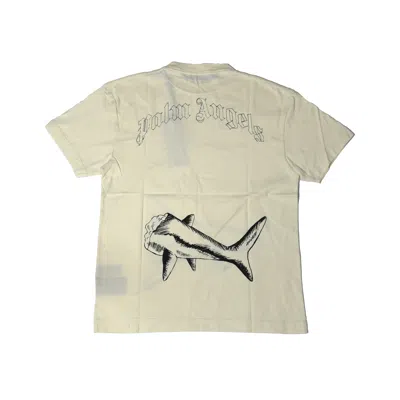 Palm Angels Broken Shark Classic T-shirts Cream In Xl