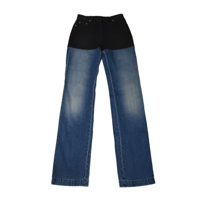 Peter Do Two Tone High Rise Straight Leg Jeans Blue Black In 34