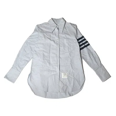 Thom Browne 4 Bar Striped Cotton Jacquard Shirt Blue White In 36