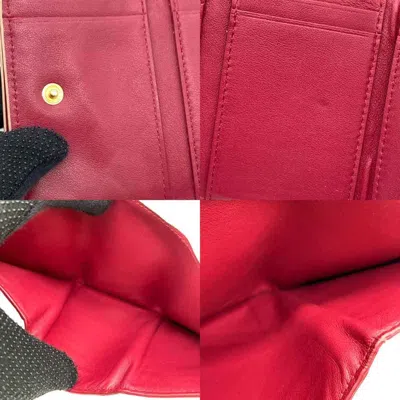 Pre-owned Bottega Veneta Beige Bordeaux Leather Wallet (tri-fold) () In Beige, Bordeaux
