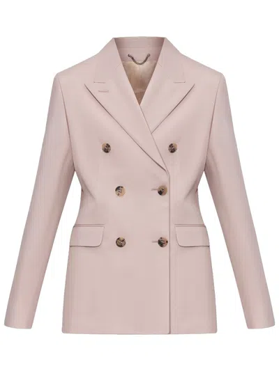 Golden Goose Light Pink Double-breasted Wool Jacket In Nude & Neutrals