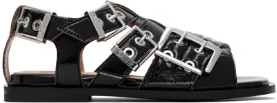 Ganni Women's Feminine Buckle Sandals In 099 Black