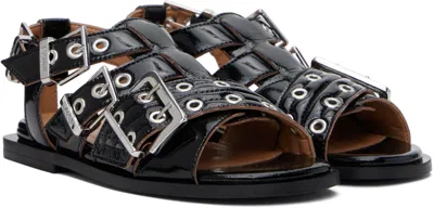Ganni Women's Feminine Buckle Sandals In 099 Black