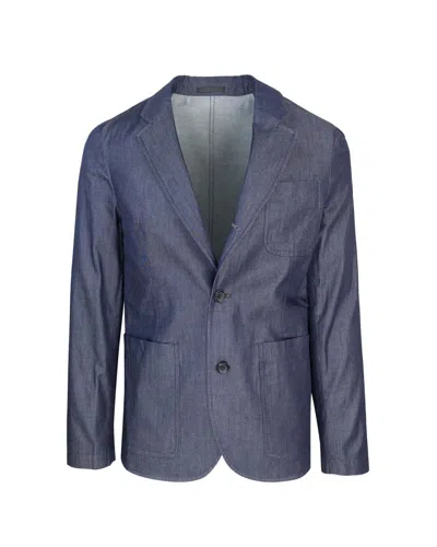 Ps By Paul Smith Blazer A Tre Bottoni In Twill Di Cotone Indaco In Blue