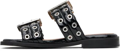 Ganni 5mm Feminine Buckle Strap Sandals In Black