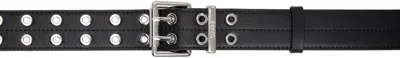 Ganni Black Double Eyelet Belt In 099 Black