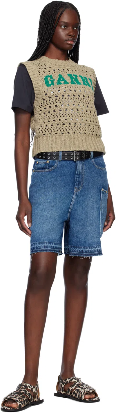 Ganni Black Double Eyelet Belt In 099 Black