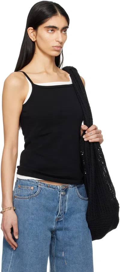 Still Here Black Square Tank Top In Black