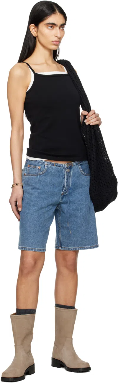 Still Here Black Square Tank Top In Black