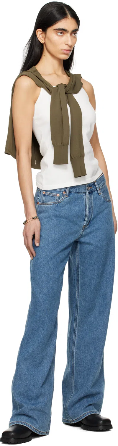 Still Here White Square Tank Top In White