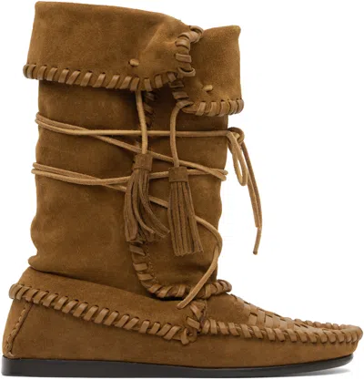 Isabel Marant Women Caramel Suede Winki Boots In Brown