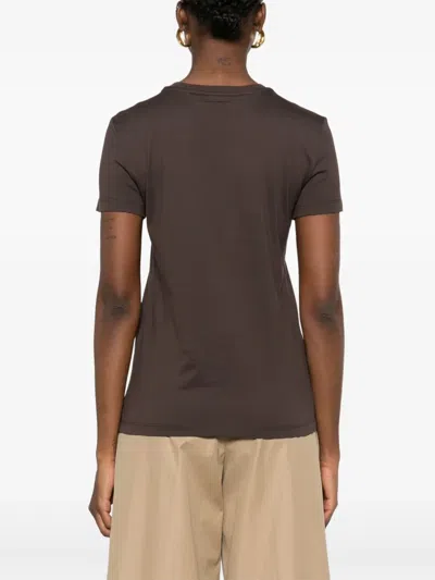 Max Mara Giovane Logo Embroidered Crewneck T-shirt In Brown