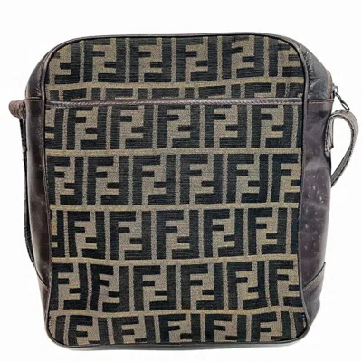 Pre-owned Fendi Brown Canvas Leather Handbag Shoulder Bag ()