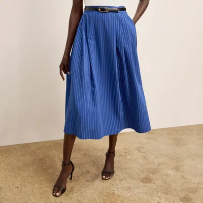 Shop M.m.lafleur The Easton Vacation Skirt - Soft Stripe In River/ivory