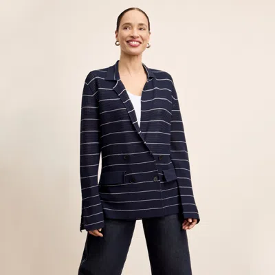 M.m.lafleur M. M.lafleur Cody Dot Knit Jardigan In Dark Navy/ivory