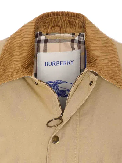 Burberry Beige Cropped Cotton Jacket In Beige