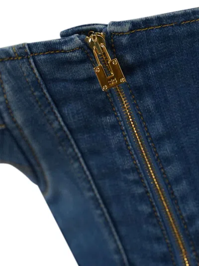 Elisabetta Franchi Denim Top In Medium Wash