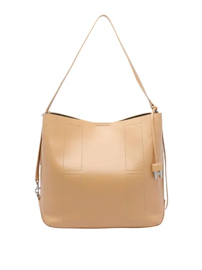 Hogan Strap Adjust Hobo Metal Rectangular Bag In Beige
