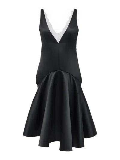 Jw Anderson Draped Dress With V-neckline In Black
