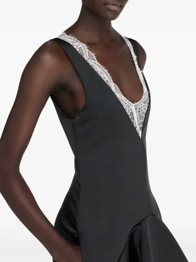 Jw Anderson Draped Dress With V-neckline In Black