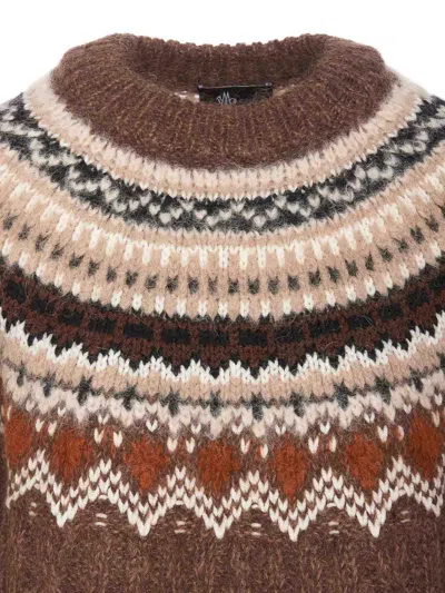 Moncler Patterned-jacquard Sweater In Brown