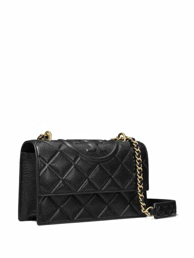 Tory Burch Small Fleming Diamond Quilted Leather Convertible Shoulder Bag In Black